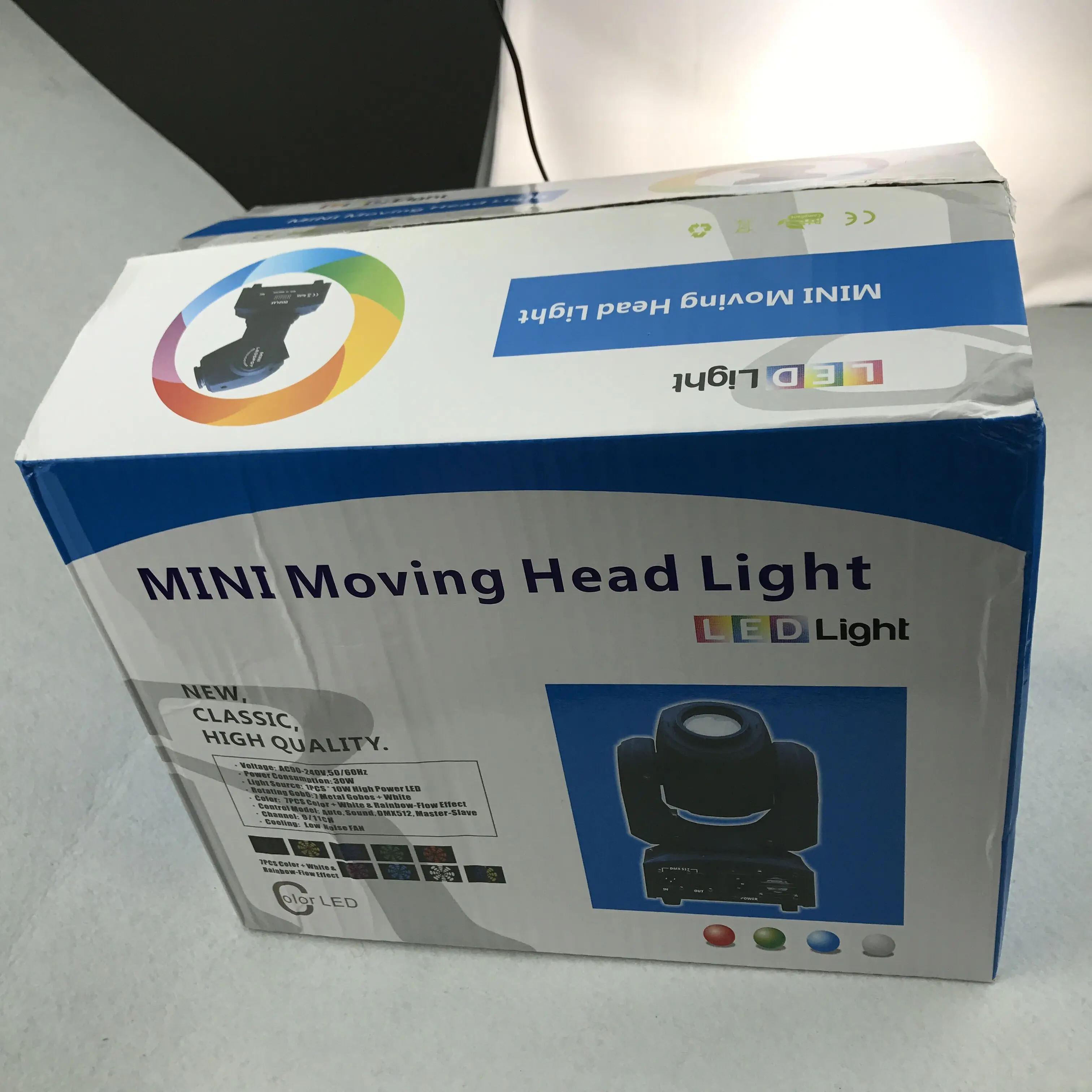 30 Вт RGBW DMX512 мини движущаяся головка гобо светильник; AC90-260V вход
