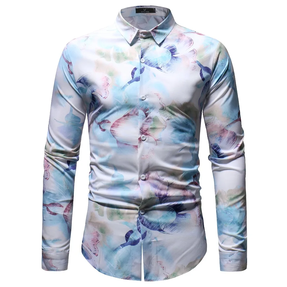 

2018 New design Chinese Style Mens Long Sleeve Shirt 3D Printed Floral Casual Shirt For Mens Clothing To Party Holiday Plus Size