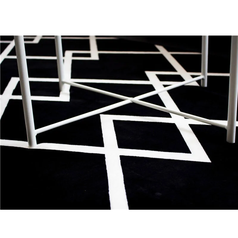 Модные Современные Геометрические линии черный декоративный ковер для гостиной