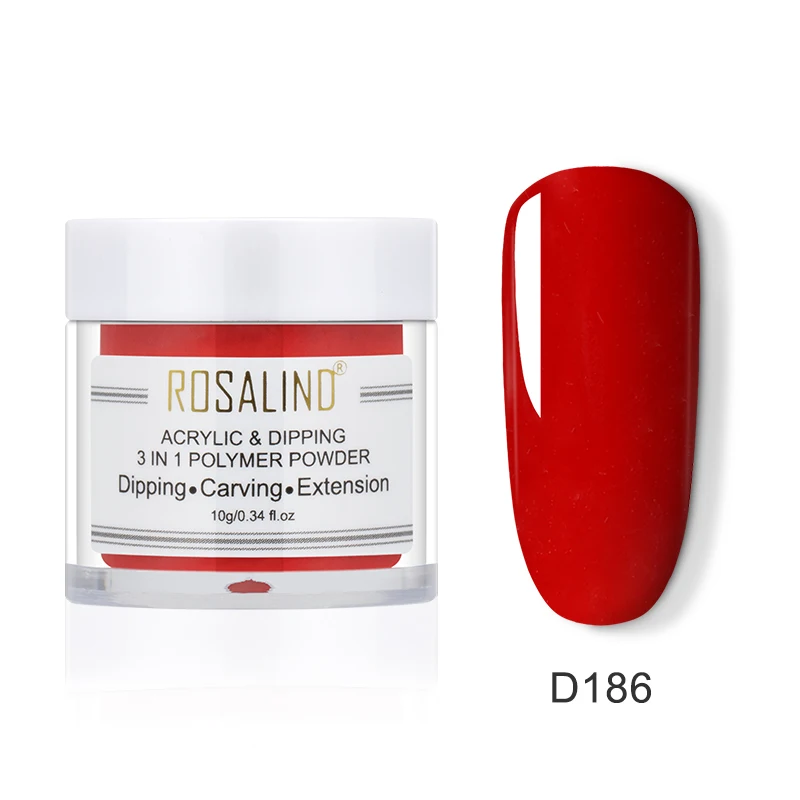 D186 ROSALIND 3 в 1 порошок кристалл акриловый порошок наращивание ногтей строитель погружения порошок дизайн ногтей резьба украшения для маникюра - Цвет: D186