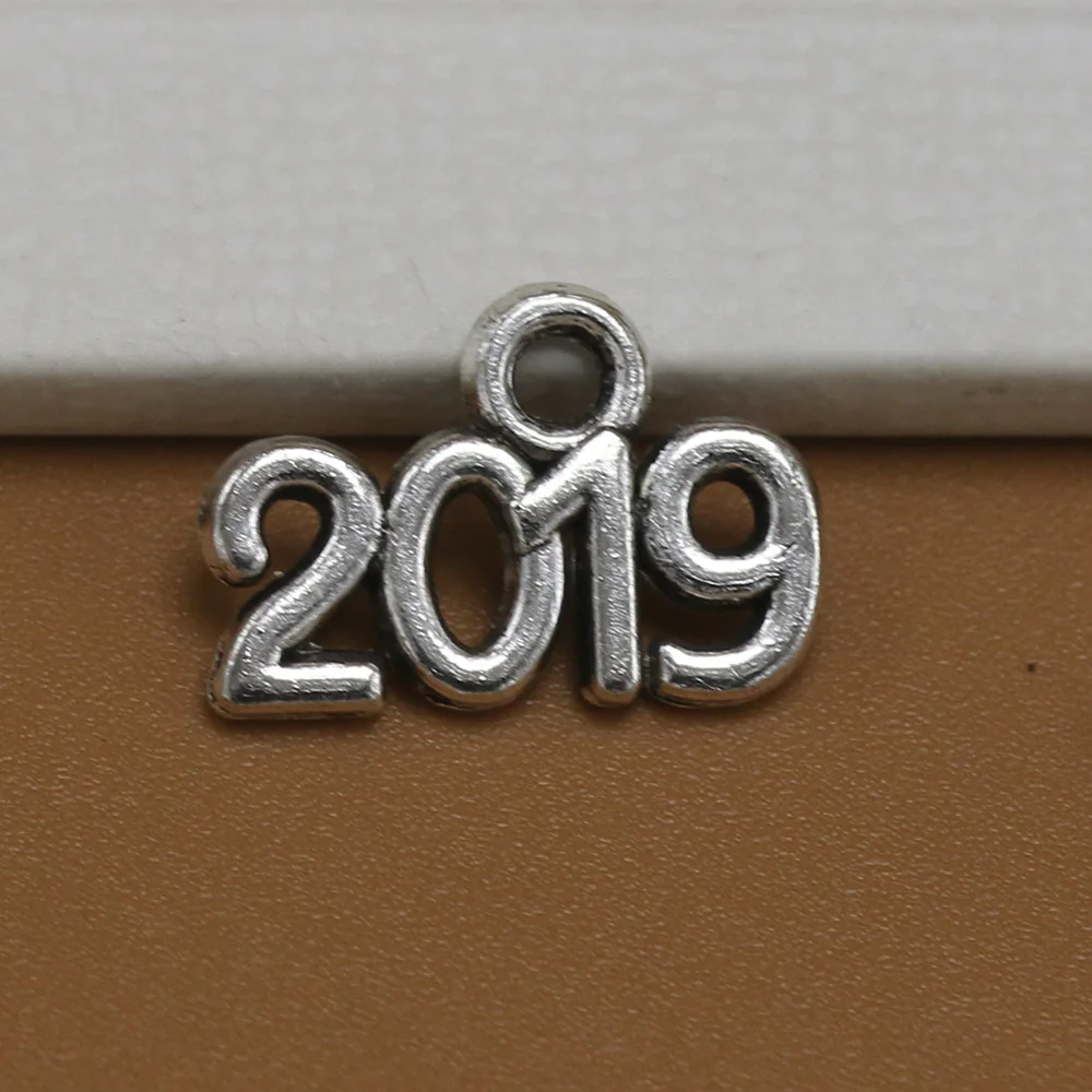 50 шт Изысканная фигура 2019 год Очаровательные Подвески 14*10 мм античное серебро