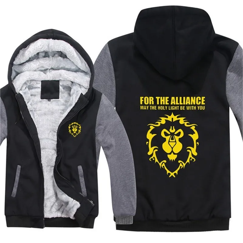 JOSALEM Horde Winter Warm Jacket Men 2018 World Of Warcraft Fleece Mens Hooded Sweatshirts Dota2 Man Thicken Hoody Coats | Мужская