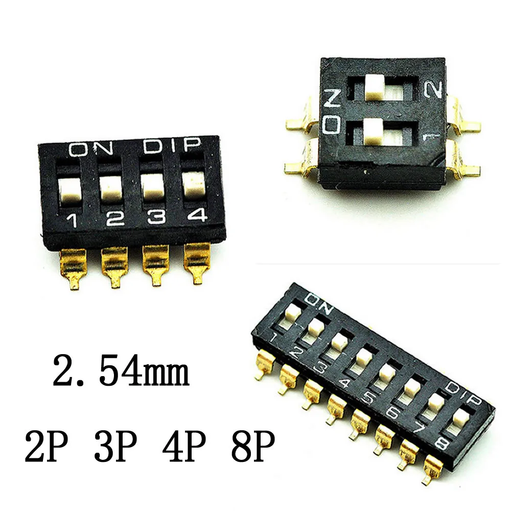 Черный тумблер SMD 2 ряда 4 / 6 8 16 контактов 3 позиций шаг 54 мм SPST 5 шт./лот|Выключатели|