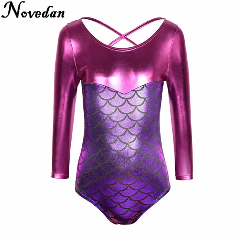 Style 2 Костюм Русалочки; платье для детей; Новинка г.; Ариэль; танцевальный костюм с длинными рукавами для балета; гимнастическое трико для девочек - Цвет: Style 2