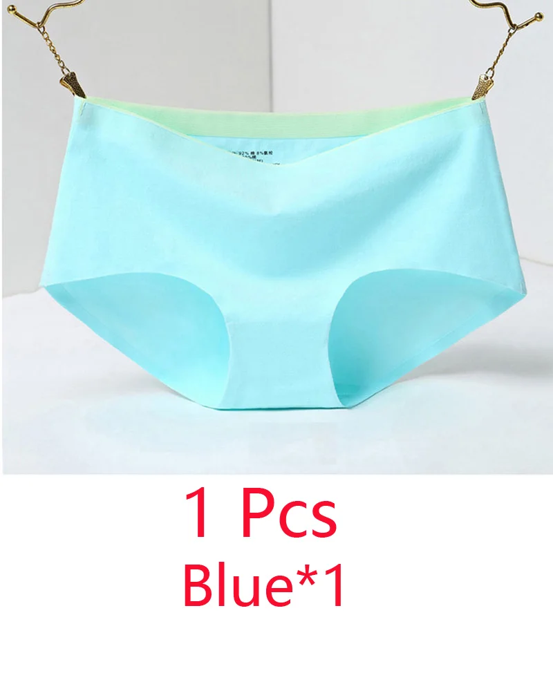 blue Трусы для женщин, модные сексуальные женские трусики, одноцветные бесшовные трусики со средней посадкой, cpants для женщин, хлопковое сексуальное нижнее белье для девушек - Цвет: blue