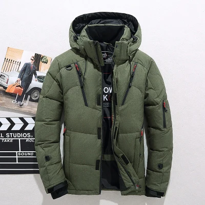 FW14 Green Высокое качество, 80% белый утиный пух, толстый пуховик, мужское пальто, парки, Мужская теплая брендовая одежда, зимний пуховик с капюшоном, верхняя одежда - Цвет: FW14 Green