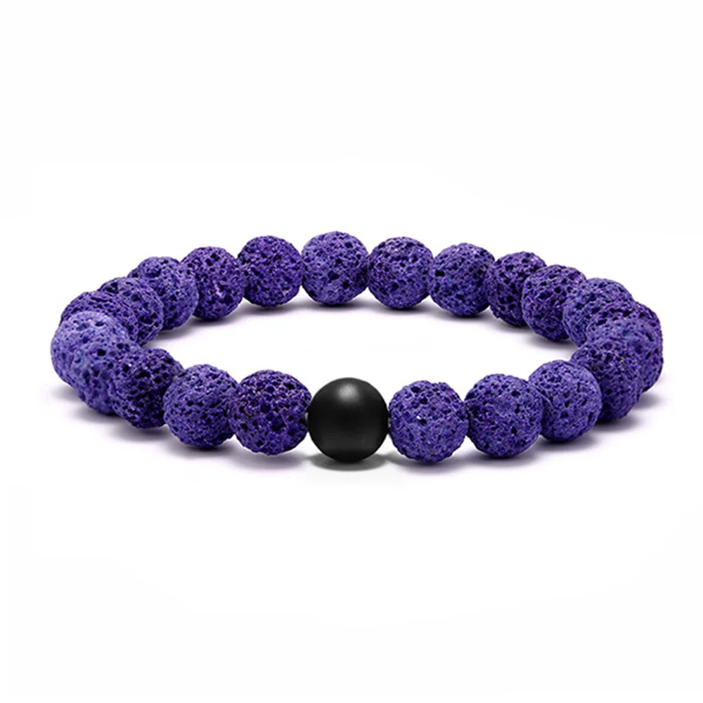 Многоцветный Браслет из вулканического камня для женщин синий Лава мужской