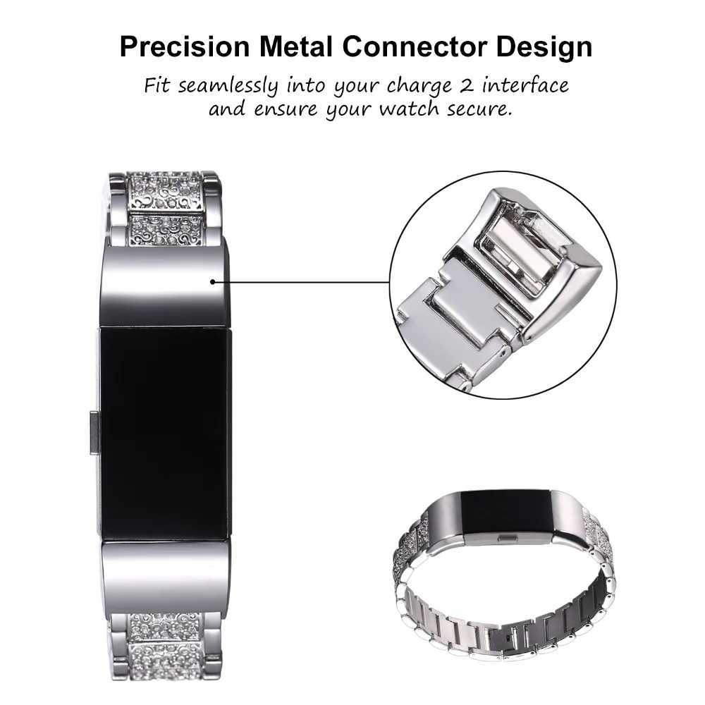 Fitbit Charge 2 Replacement Bands with Rhinestone High Quality Zinc Alloy Adjustable Bracelet FBC2783 | Наручные часы