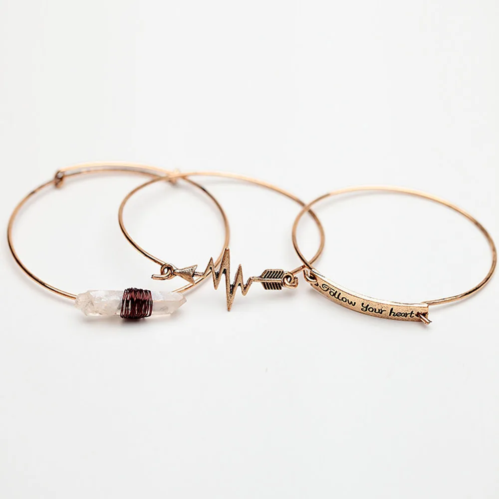 Liuyuwei 3 шт./компл. Boho винтажный Железный проволочный браслет для женщин ручная