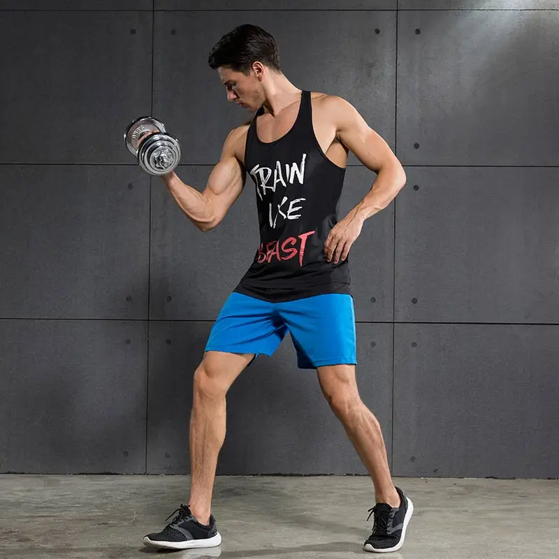 

Men's Sports Set Tanks and Knee-length Shorts for Basketball Running Joggers Gym Fitness Suits