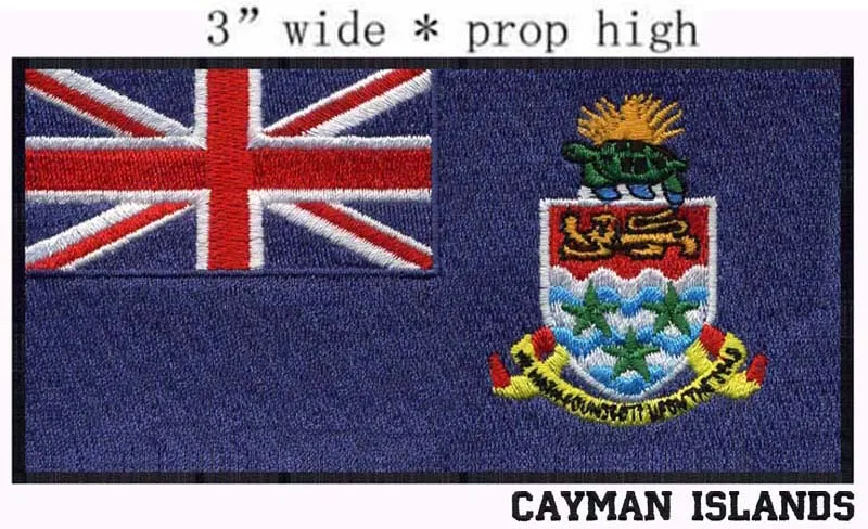 

Cayman Islands Flag 3" wide embroidery patch for green stars/rectangle/tortoise