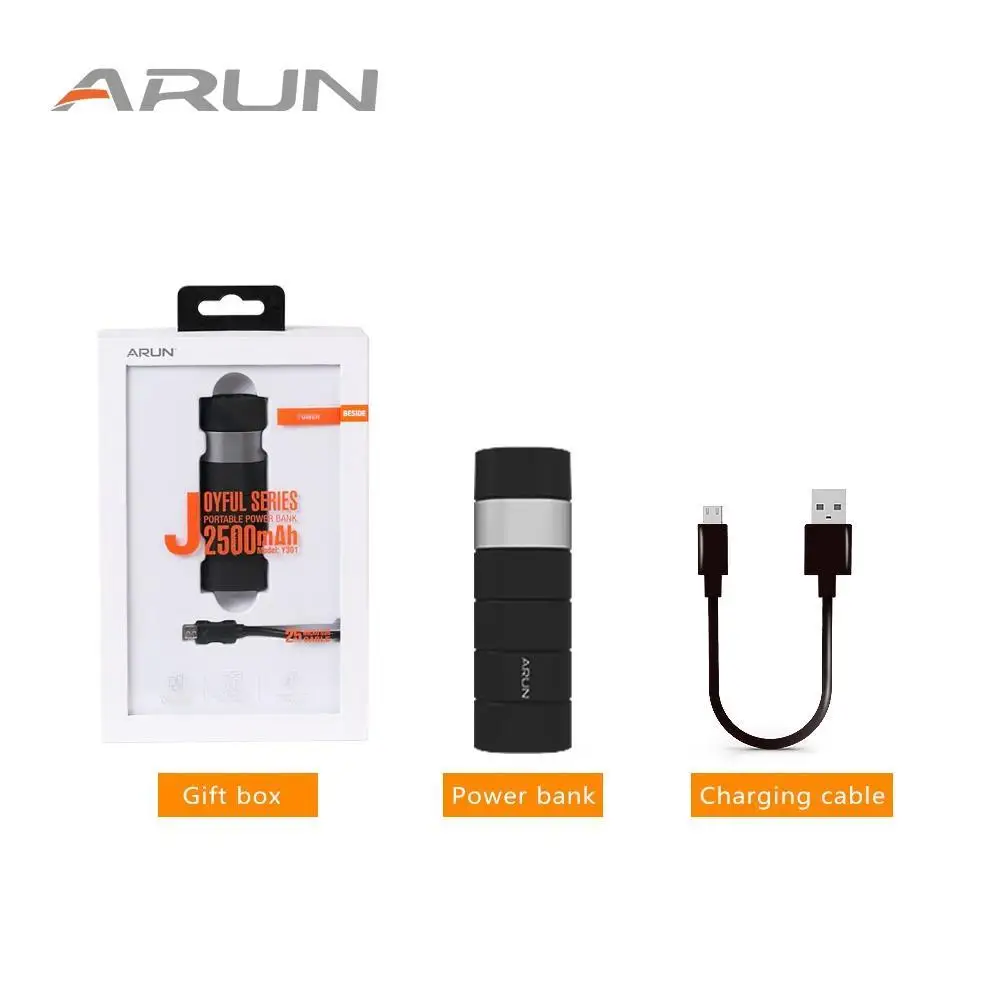 ARUN 2500 мАч power Bank портативный внешний 18650 аккумулятор зарядное устройство для