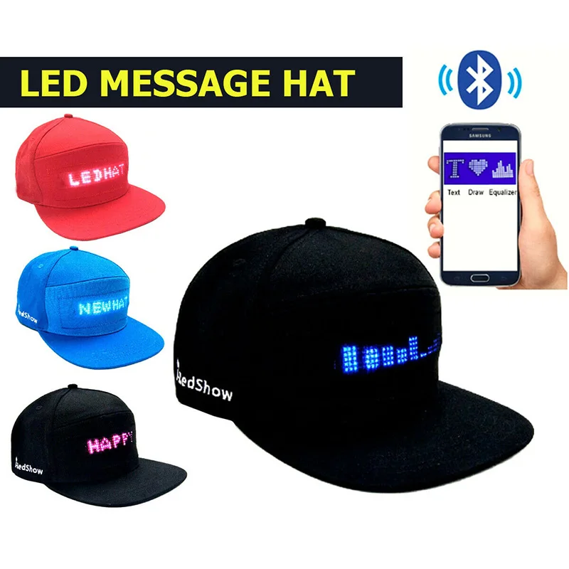 LED Light Up Hat Colorful Cap Cool with Screen Waterproof Smartphone Controlled C55K Sale | Спорт и развлечения