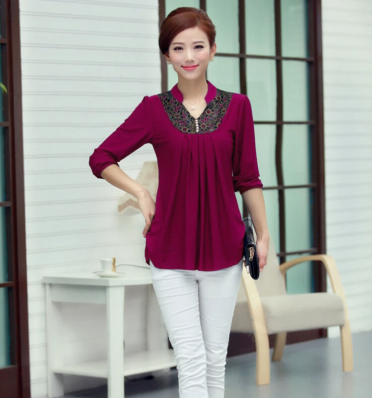 hot sale middle-aged women's summer long-sleeved chiffon shirt jacket mother large size women style LET-SETTING | Женская одежда
