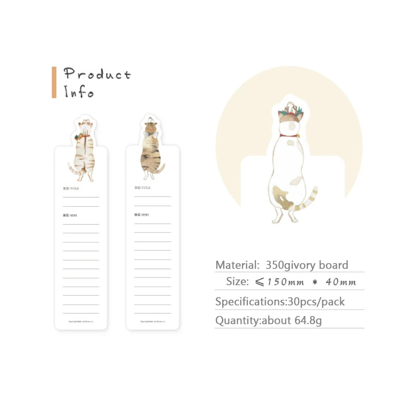 

10box/lot Cartoon Lover cat paper Card Bookmark Paper Bookmark for books Kawaii stationery wholesale
