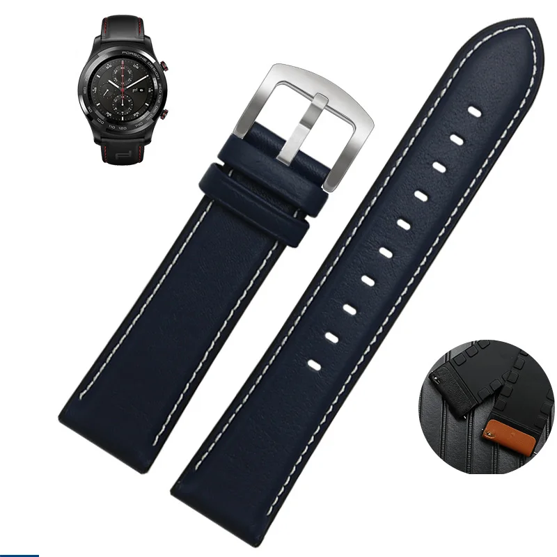 blue X white silver Для huawei watch2 pro Магия классические galaxy Watch 46mm спортивный ремешок для часов 22 мм Натуральная кожа с силиконовым браслетом, Quick Release полос - Цвет ремешка: blue X white silver