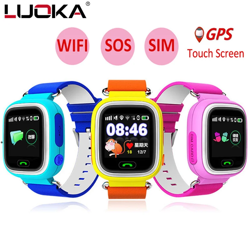 

LUOKA Q90 GPS Phone Positioning Fashion Children Watch 1.22 Inch Color Touch Screen WIFI SOS Smart Watch Baby PK Q80 Q50 Q60
