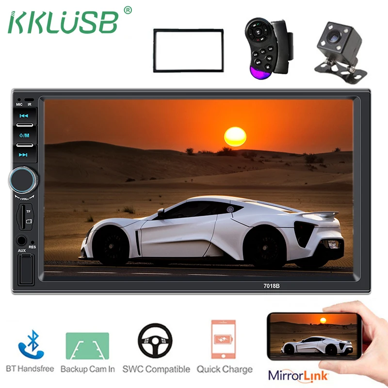 Автомагнитола 2 Din MP5 плеер Bluetooth Handsfree сенсорный экран авто радио обратное
