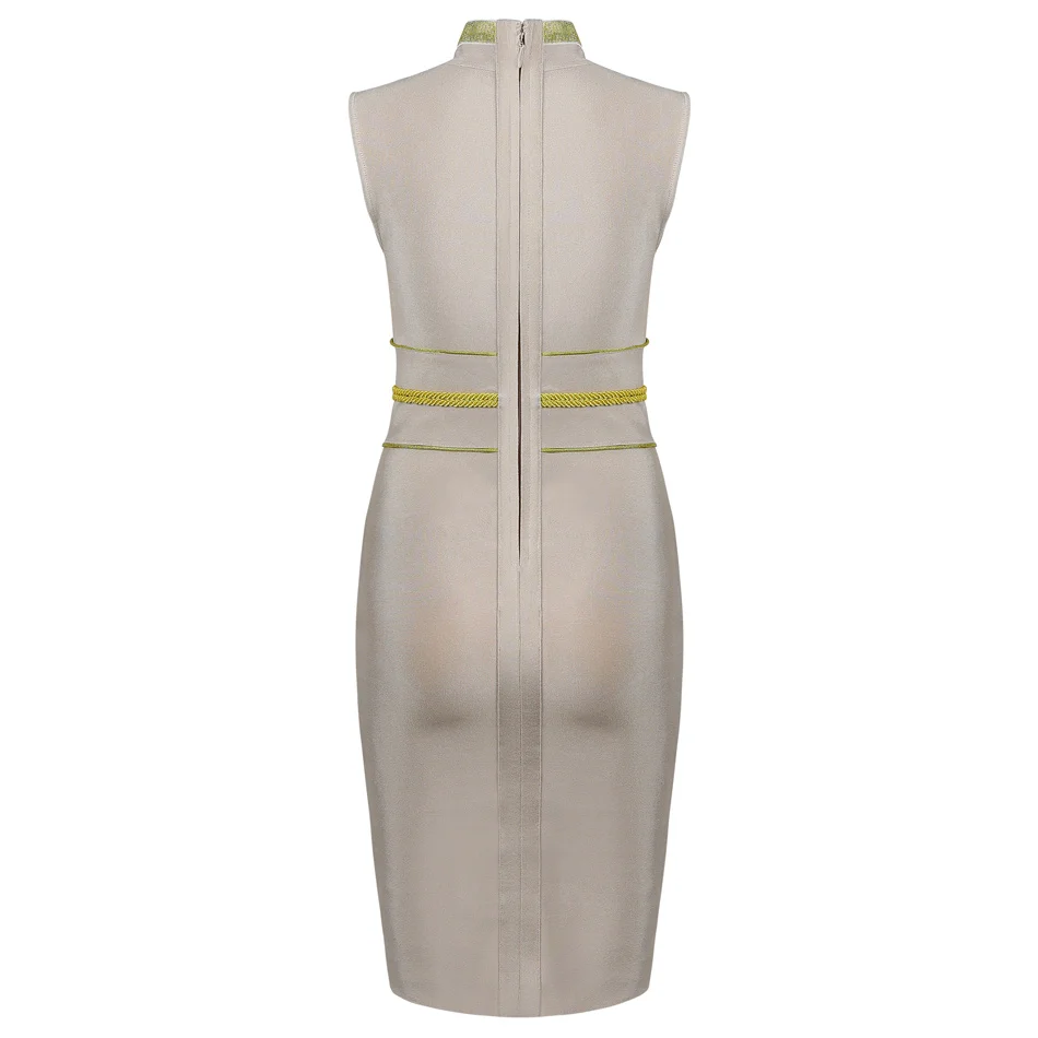 Привлекательное металлическое Золотое Полосатое платье с повязкой на шее