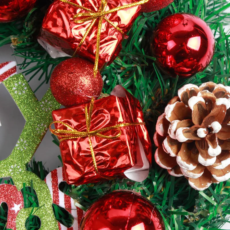 

Free shipping 2pcs Simulation Christmas wreath door hanging 40cm rattan ring ornaments Christmas window arrangement decoration