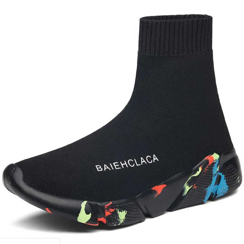 Large size socks shoes men's lightweight sports flying woven mesh breathable running casual high to help shoe | Обувь