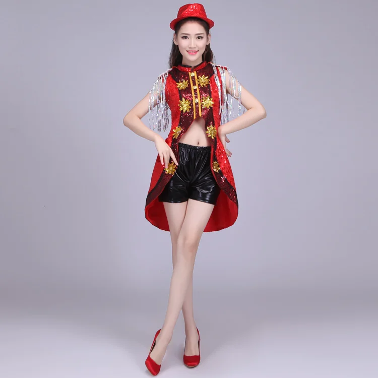 Новый современный танцевальный костюм для взрослых модный с блестками сцены