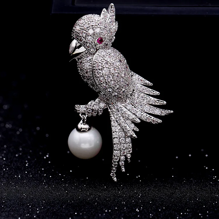 Swour новые модные свадебные украшения белый брошь золотистого цвета попугая для