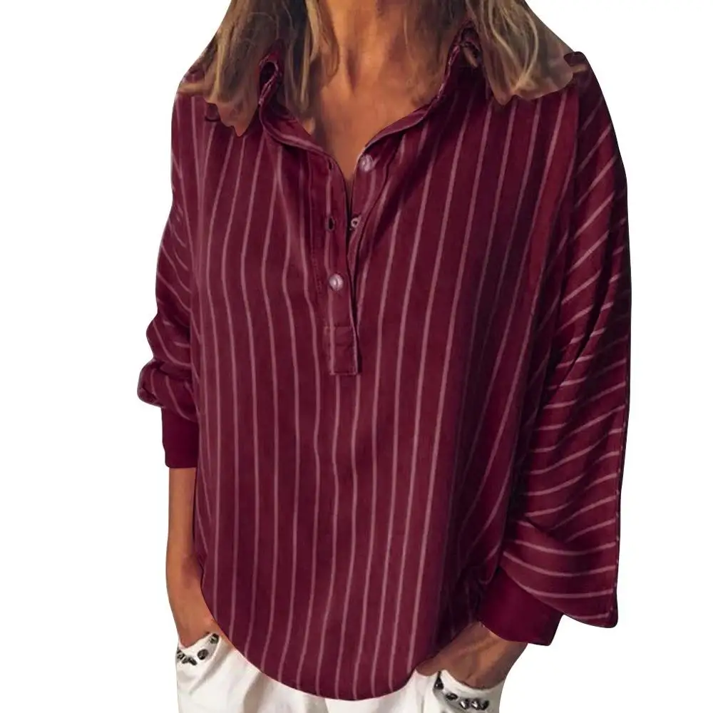 Женская Свободная блузка с длинным рукавом и v образным вырезом повседневные