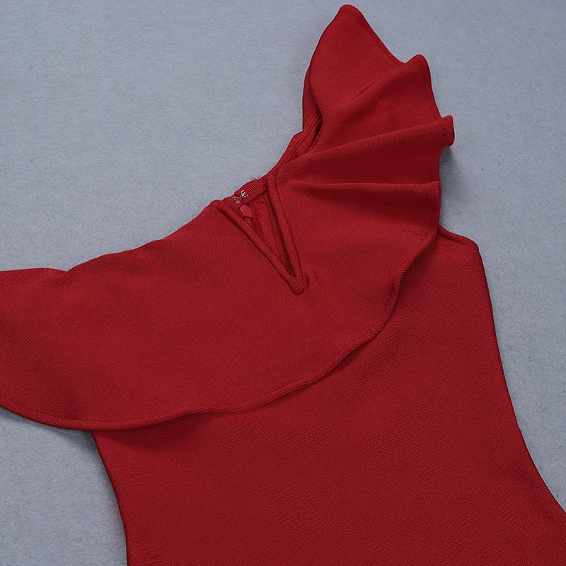 

Beateen 2019 Summer New Fashion One Shoulder Ruffles V Shaped Neckline Sleeveless Women Party Midi Bodycon Bandage Dress