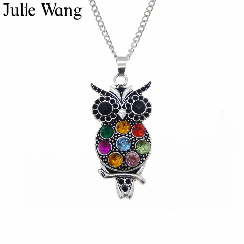 Julie Wang 1 шт. Женское Ожерелье Античное серебряное ожерелье с кулоном в виде совы
