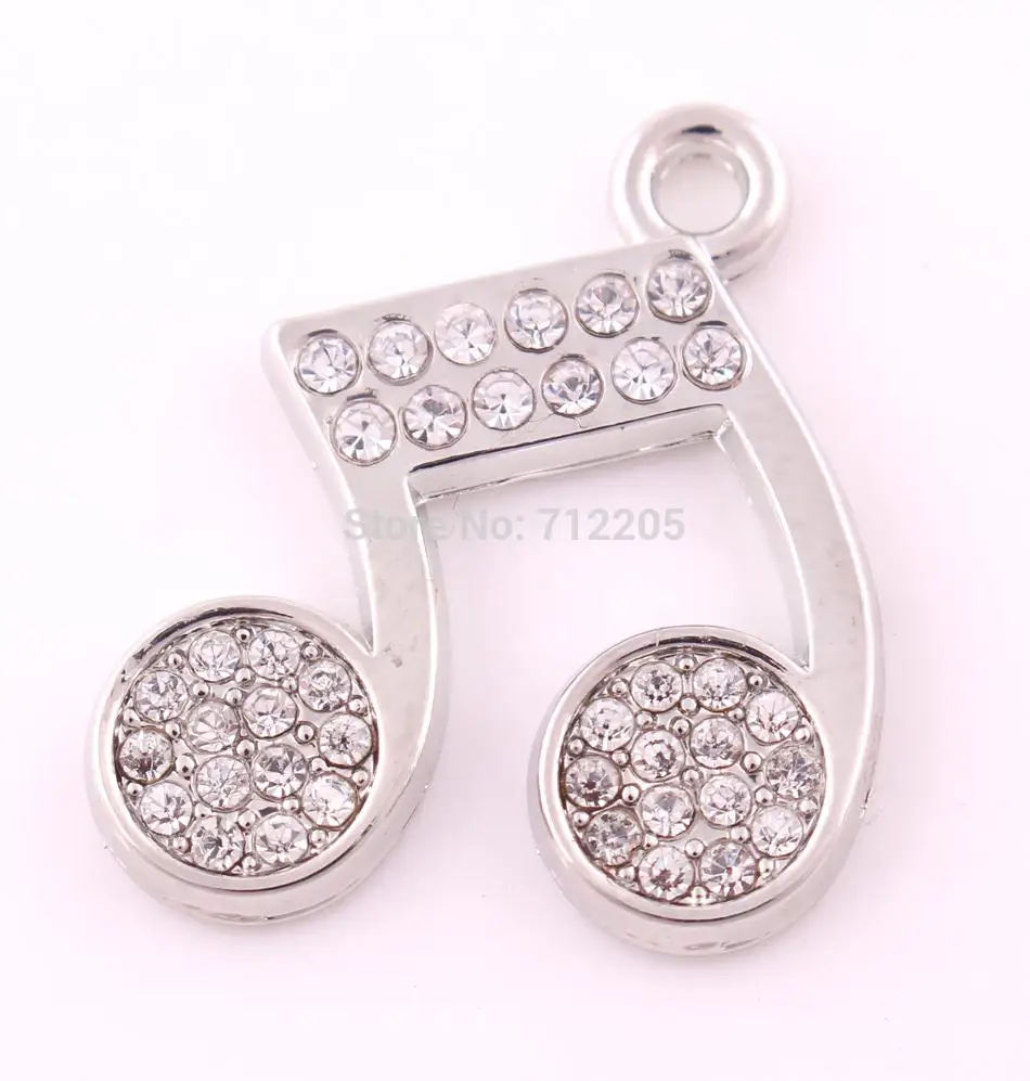 Новинка 20 шт. в комплекте Цинковый кулон с родиевым покрытием и сверкающими