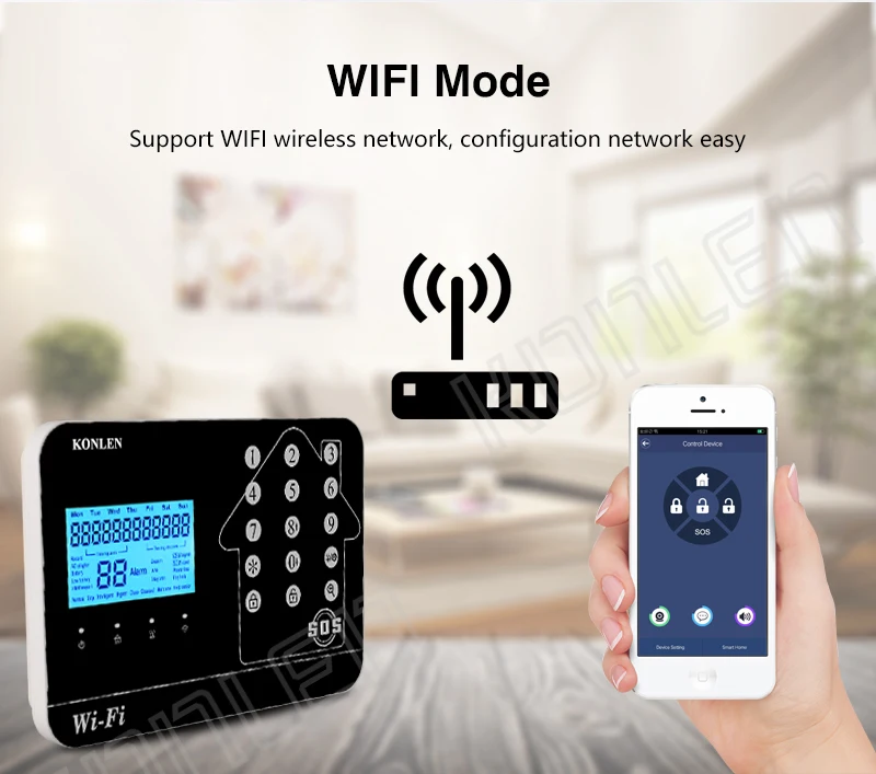 KONLEN wifi GSM PSTN домашняя сигнализация Беспроводная Проводная для умного дома Охранная защита от взлома АВТО SMS Приложение Поддержка ip-камеры