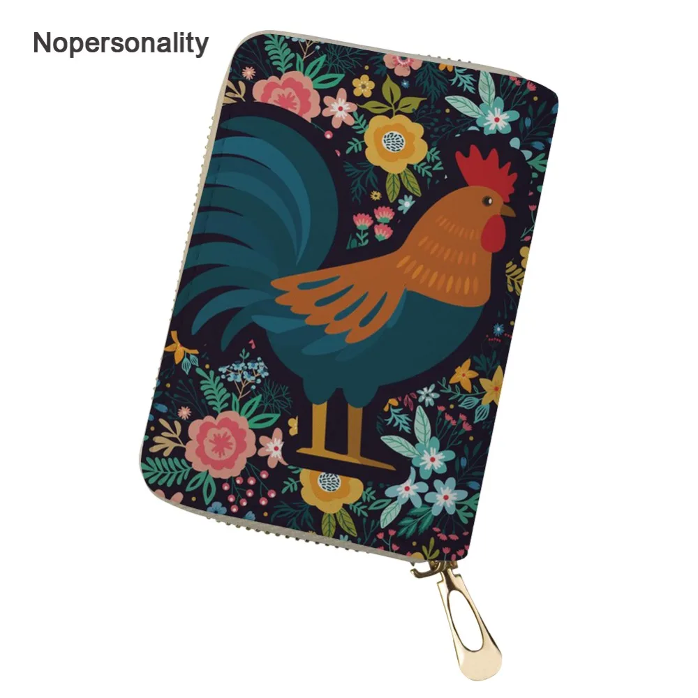 Nopersonality Novelty Floral Chicken Print Women Credit Card Holder Small Leather Female Ladies Coin Purse Business Cardholder | Багаж и
