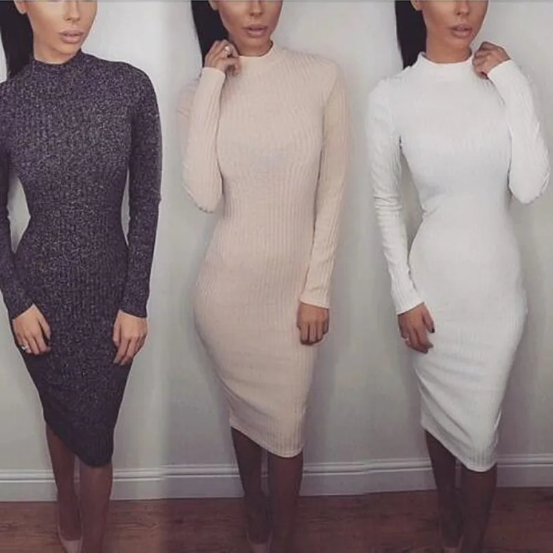 2015 новинка сексуальные дамы твердых шею длинными рукавами платье пакет хип 7321 |