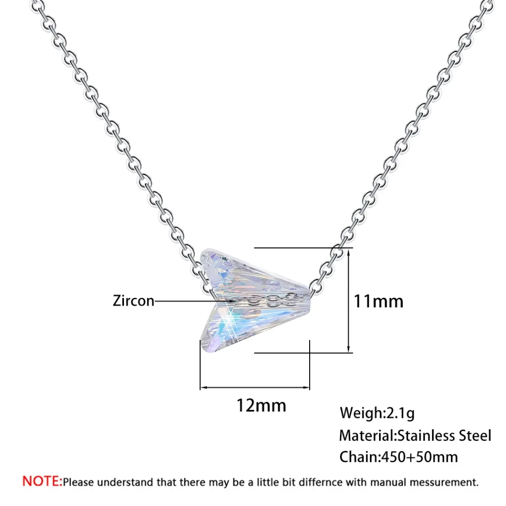 Чандлер новый Невидимый самолет Кристалл CZ ожерелья для женщин оригами Самолет