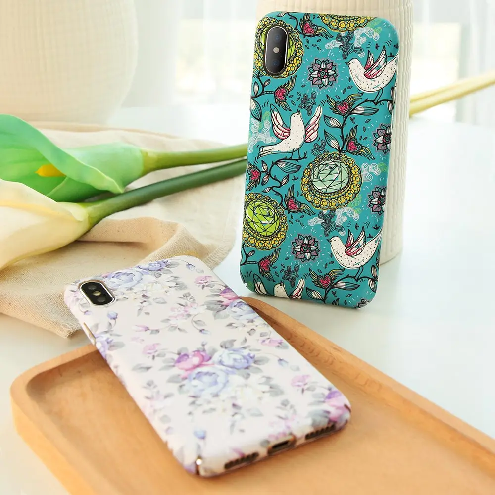 KISSCASE Court Flower Phone Case For iPhone X 6 6s 7 8 Plus Matte Vintage Decal Cases 6S Hard Cover Capa |