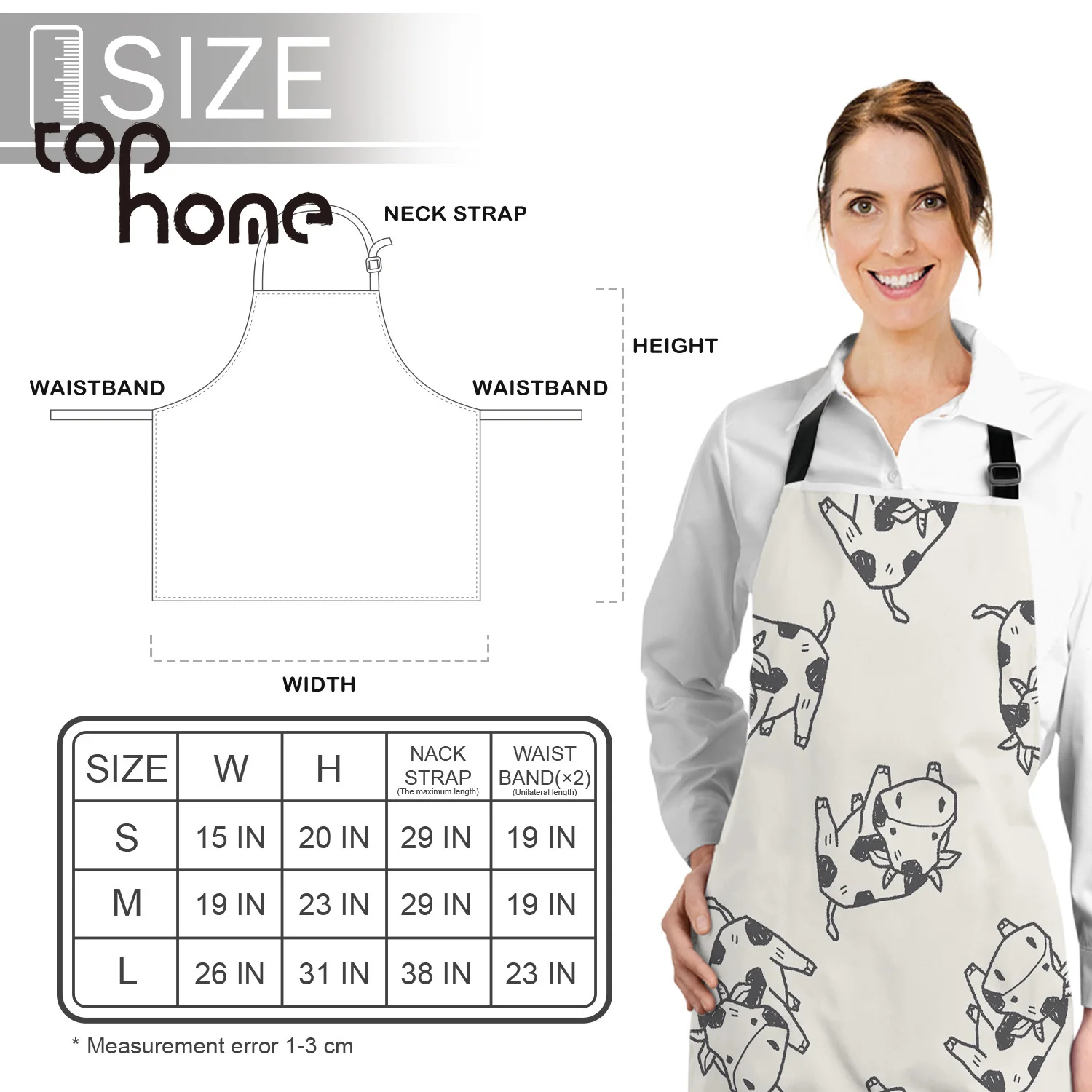 Tophome Кухонный Фартук с принтом животных из мультфильма регулируемые фартуки