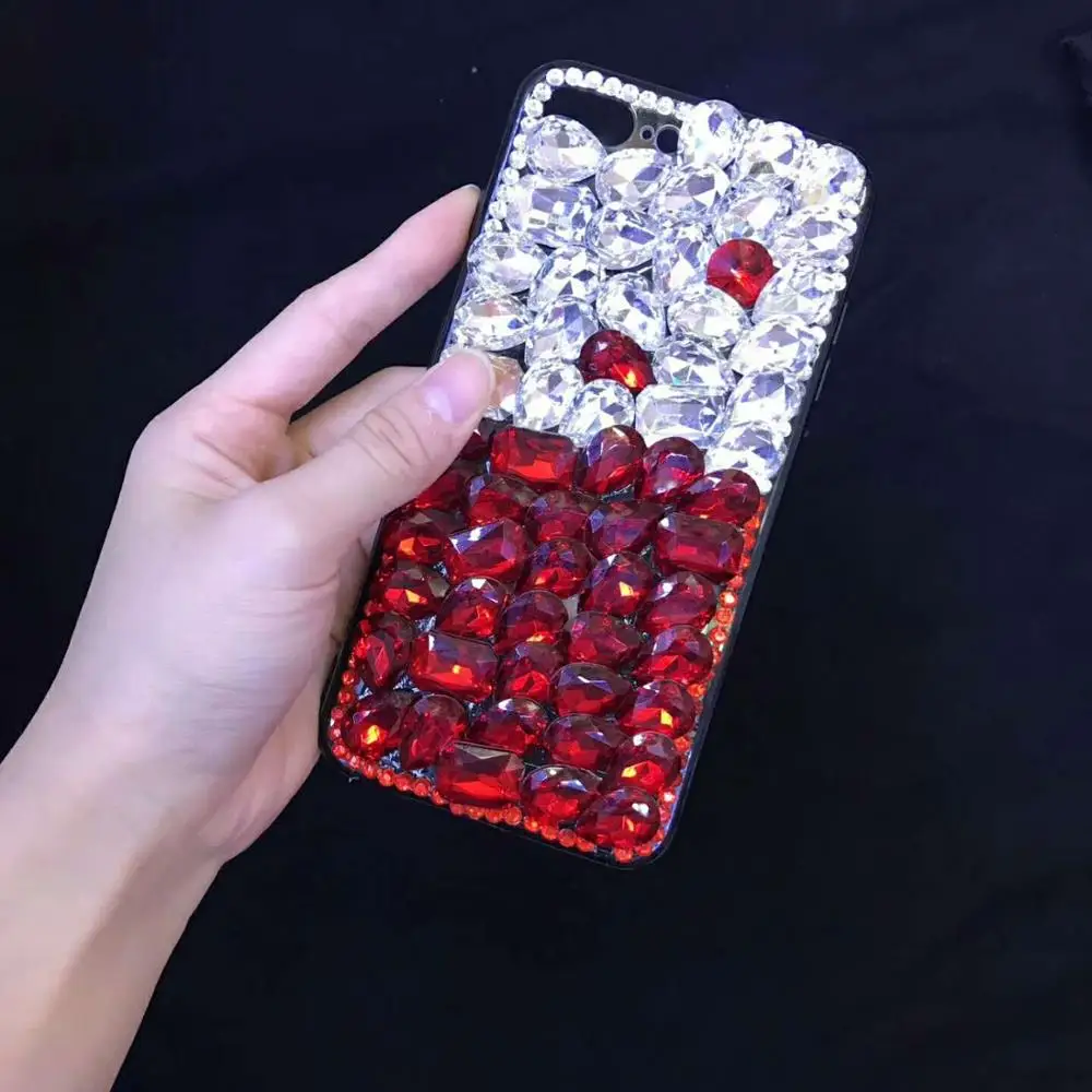 CLEAR DOT RED Чехол для телефона Oneplus 6, 6 T, Oneplus 5 T, 7, 7 T, 7Pro, чехол для телефона с бриллиантами, чехол для телефона, Kilifi, горный хрусталь, кристально чистый камень, Caja - Цвет: CLEAR DOT RED
