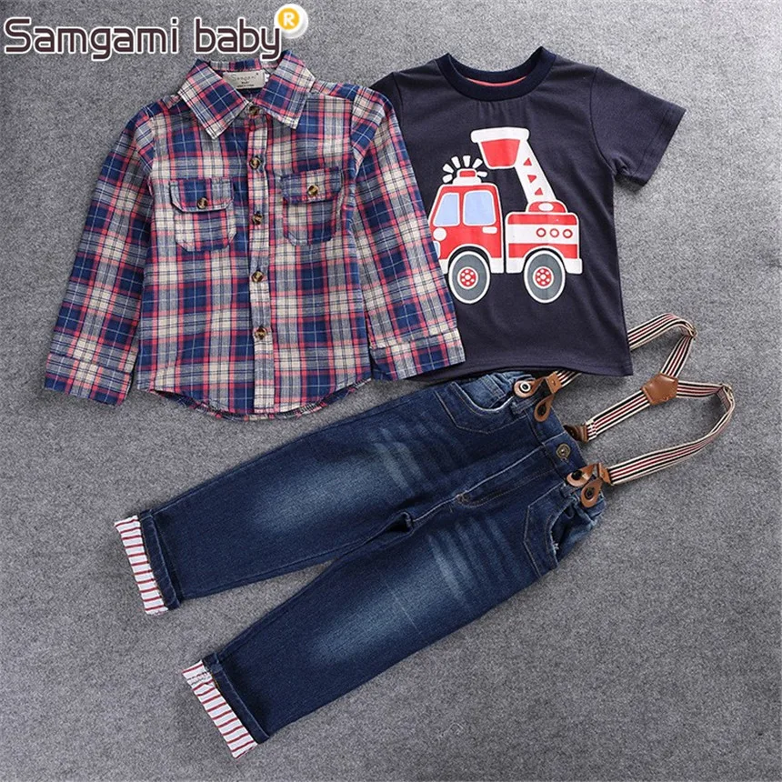 SAMGAMI BABY/2018 комплекты одежды для мальчиков на весну костюм маленьких рубашка в