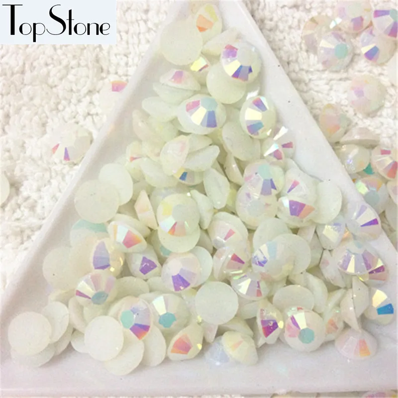 J23 Jelly White AB TopStone желе AB цвета смолы эпоксидные плоские с оборота каменные бусины 14 граней машинная резка дизайн ногтей драгоценные камни Размер 3 мм 4 мм 5 мм 6 мм - Цвет: J23 Jelly White AB
