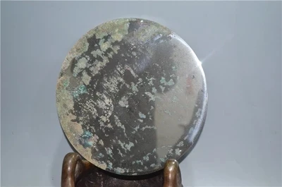 

Antique black lacquer bronze mirror (hieroglyphics) Section B 02