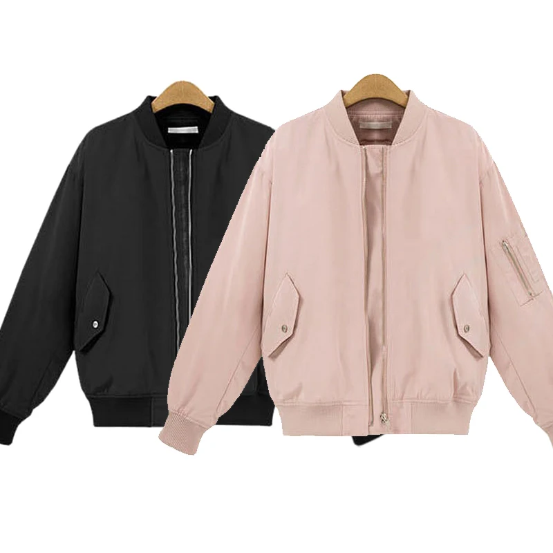 Женская куртка бомбер бейсбольная с воротником стойкой и длинным рукавом весна