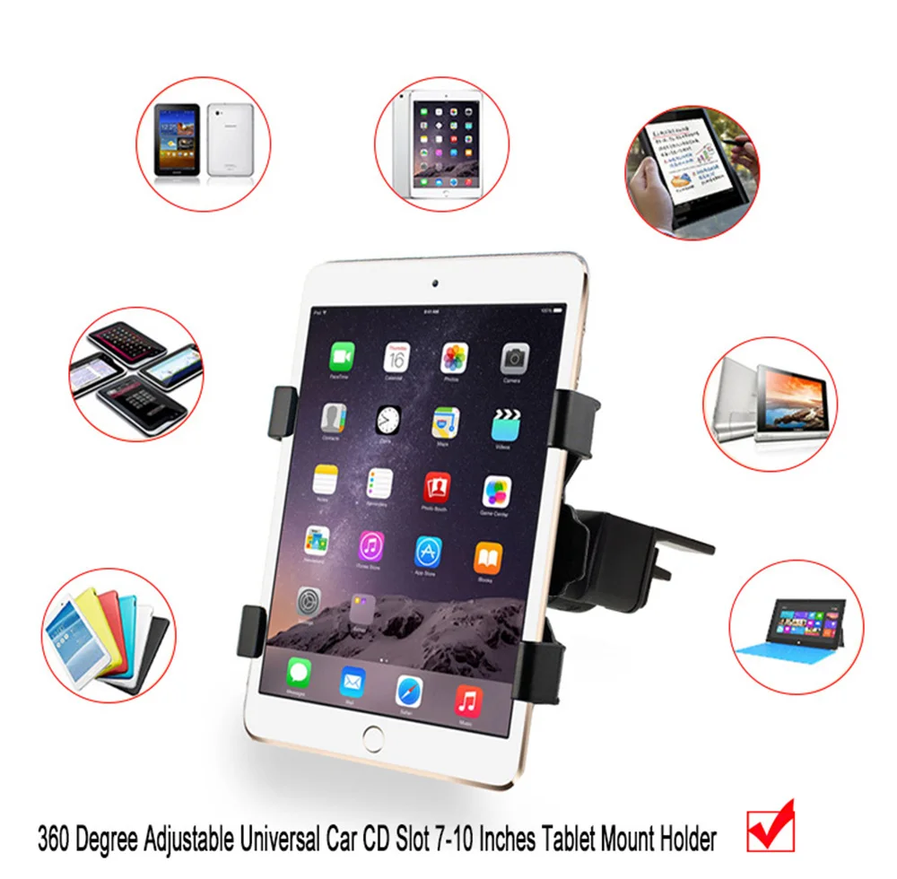 Универсальный Автомобильный cd слот 7-11 дюймов планшет держатель Авто ipad стенд Автомобильный mini4 держатель 360 градусов регулируемый