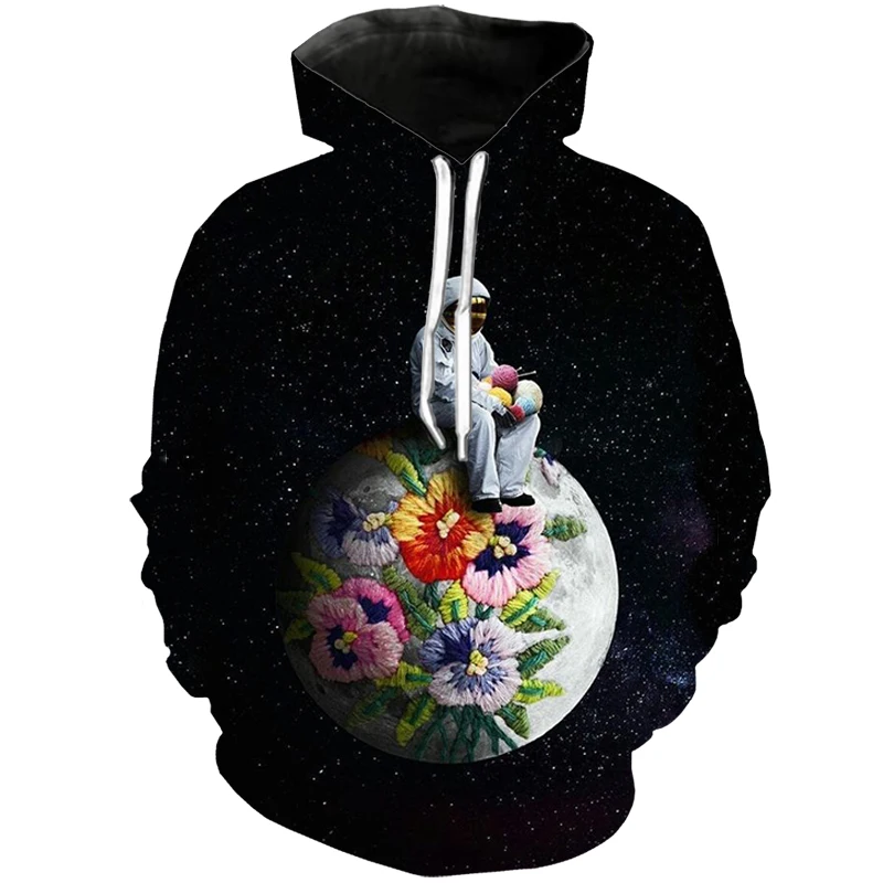 

PLstar Cosmos 3D hoodies astronaut black Print Hoodie/Sweatshirt men and women streetwear Harajuku flower Good Quality Tops