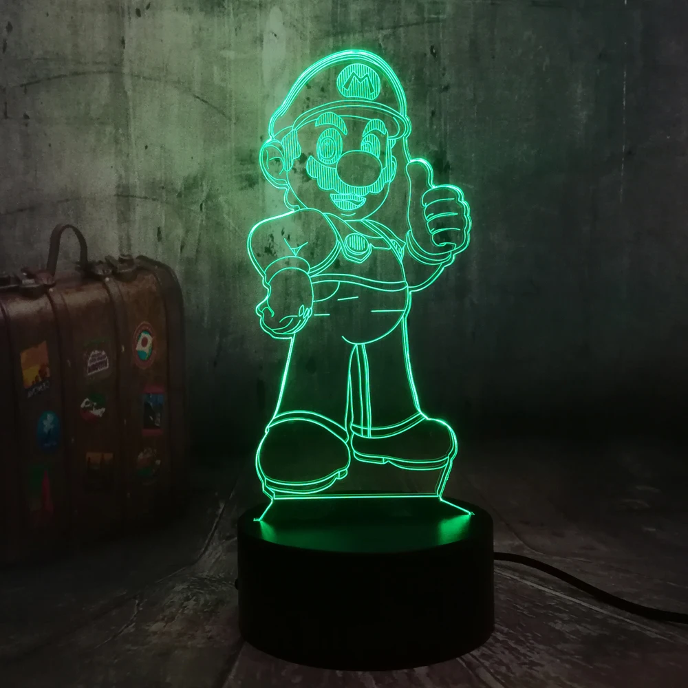 Игра Super Mario Bros. Ночной светильник 3D иллюзия светодиодный 7 цветов сенсорный пульт