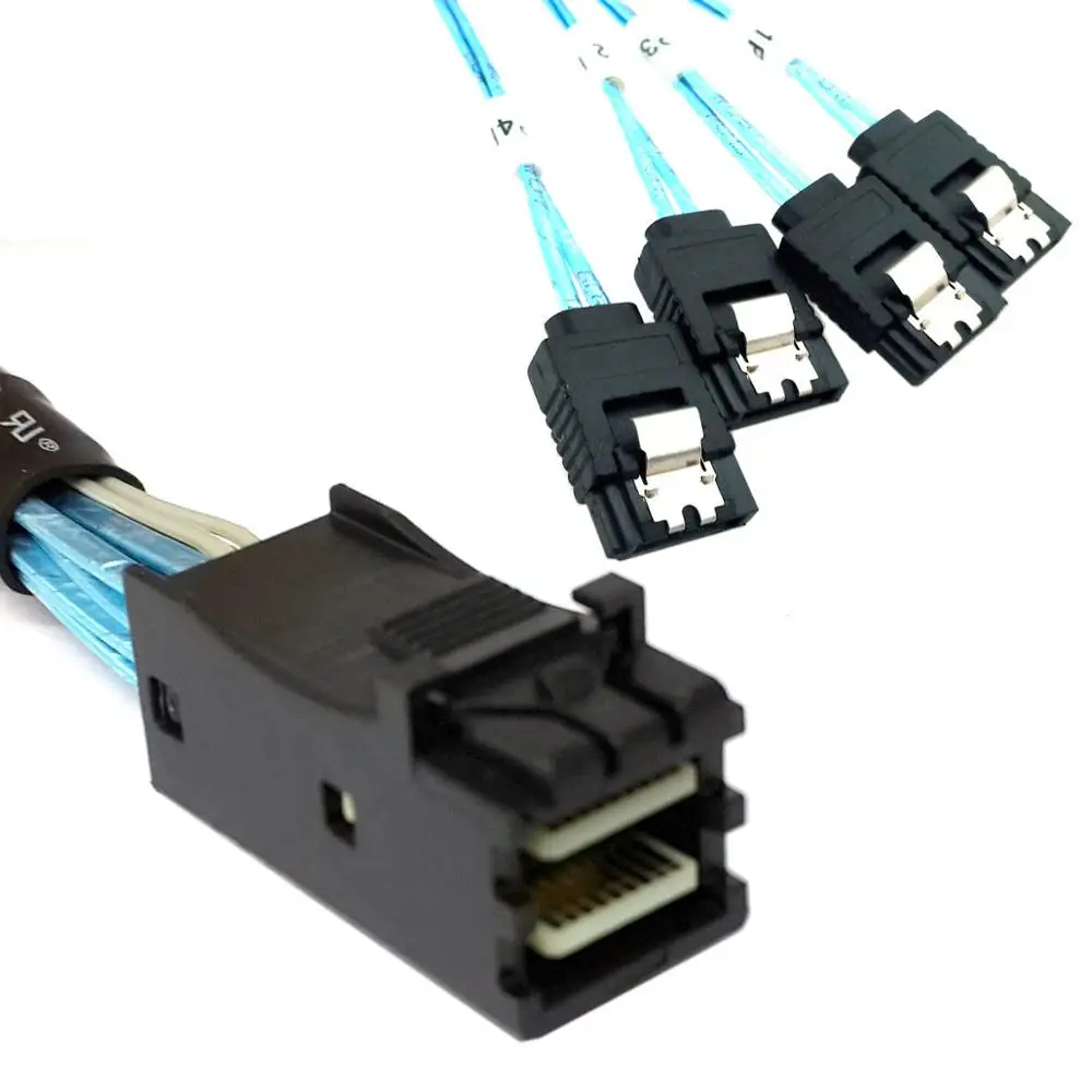 Cablecc 4 SATA 7pin целевого жесткого диска данных Внутренняя Mini SAS SFF-8643 хост-кабель |