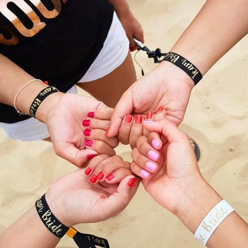 6 шт Свадебные украшения лента подружки невесты браслет надпись Bride Tribe повязка на