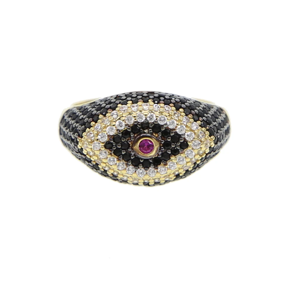 Женское Обручальное Кольцо rainbow CZ evil eye Золотое кольцо с фианитами ювелирные