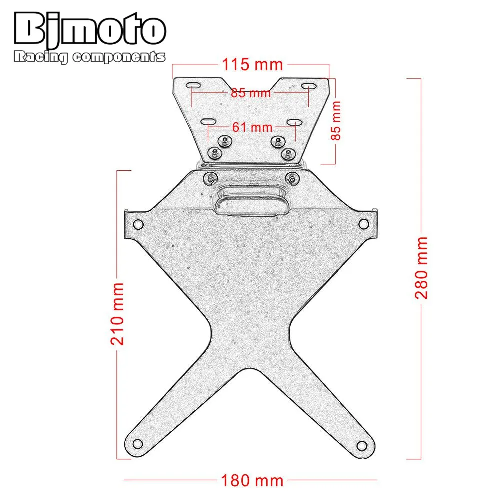 

Bjmoto For Yamaha MT09 MT-09 2014 2015 2016 Aluminum Motocross Motorcycle Number License Plate light Mount Adjustable Bracke