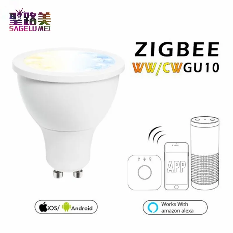 Светодиодная лампа для смартфона 5 Вт GU10 Zigbee ww/cw|Точечные прожекторы| |